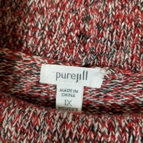 J.Jilll Pure Jill Women Plus Cowl Neck Sweater Pullover Size 1X Cotton Wool Red - Picture 5 of 6